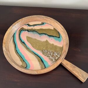 Wood tray with handle.  Hand made